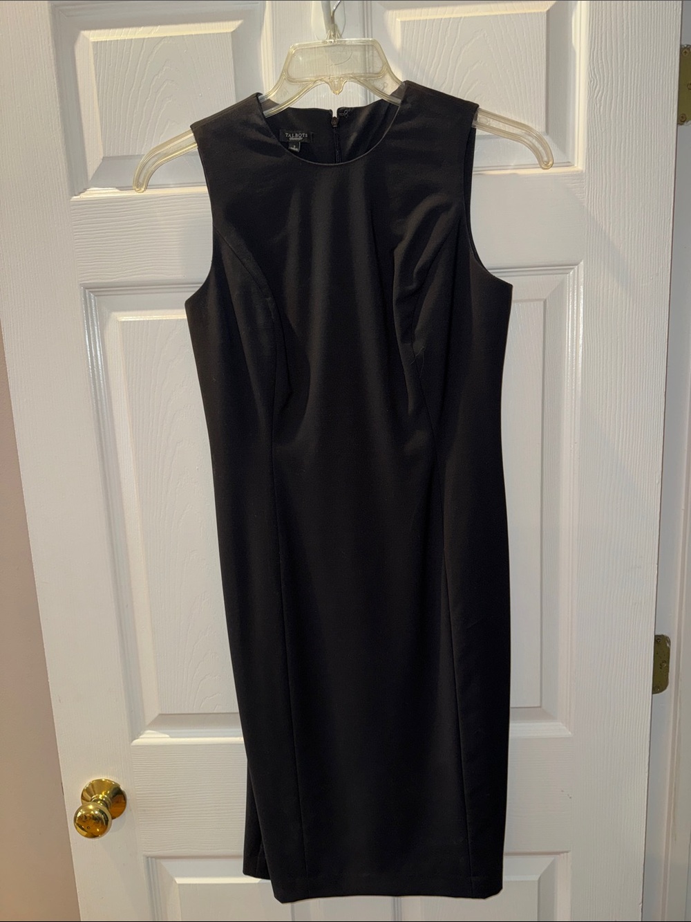 Talbots Black Sleeveless Midi Sheath Dress with Princess Seams